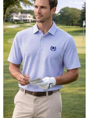 Vineyard Vines X Jim Nantz Polo Golf Shirt Mens Sz Large Striped Brae Burn Club